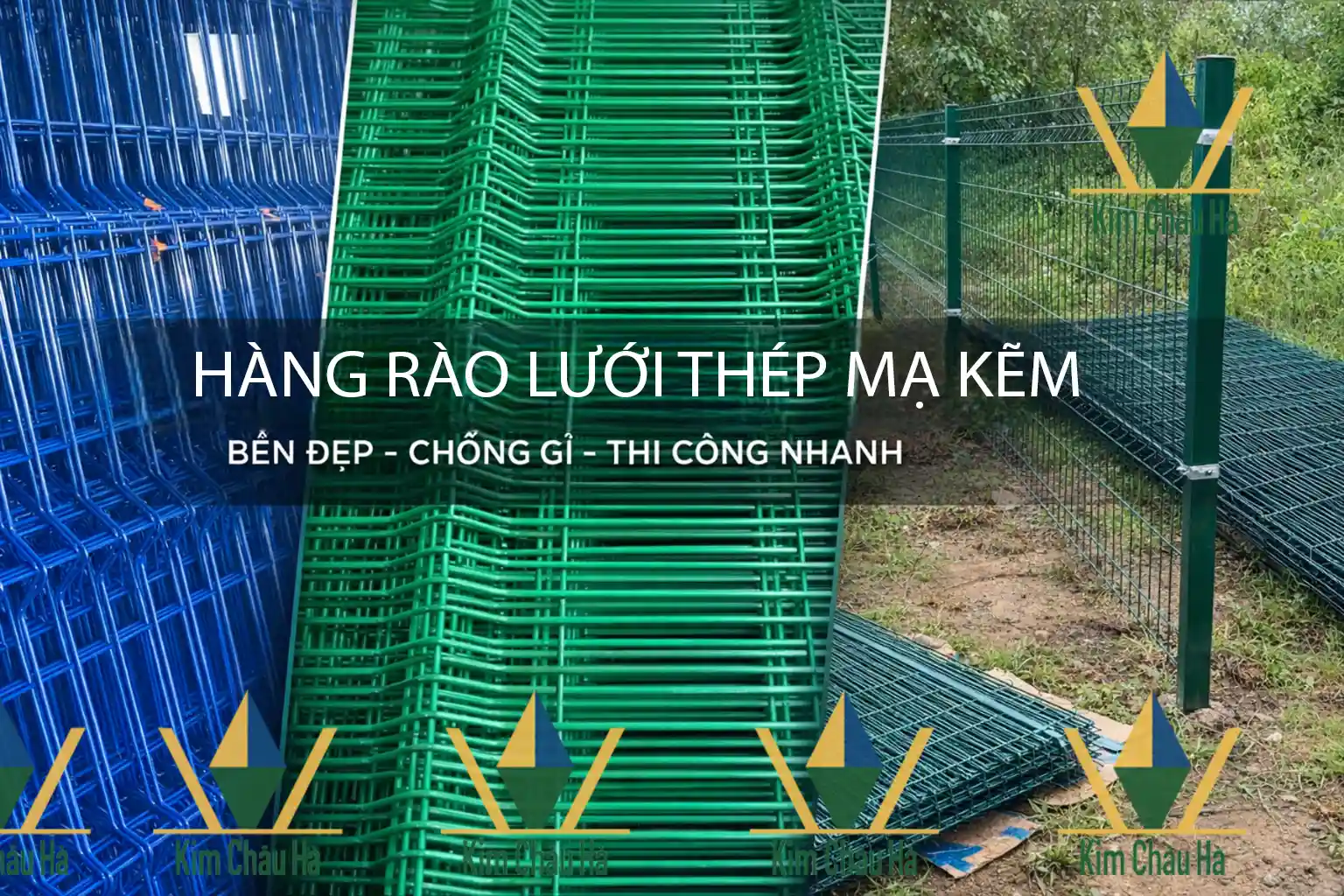 Hàng rào lưới thép mạ kẽm sơn tĩnh điện màu xanh dương và xanh lá tại Ea Súp