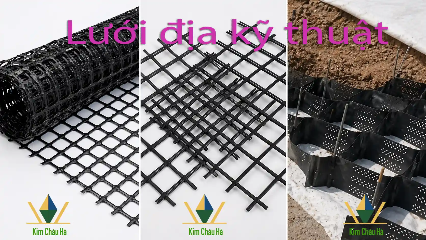 Các loại lưới địa kỹ thuật gồm lưới đơn trục, hai trục và cốt sợi dùng gia cố nền đất công trình