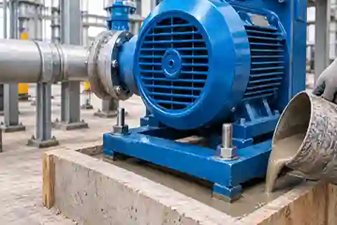 Bệ móng máy được rót vữa bên dưới bản đế và chân thiết bị